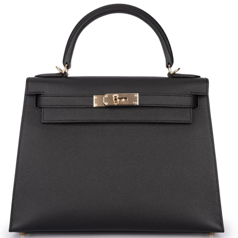 Hermès Kelly 28 Sellier Epsom Black Permabrass HW - 1:1 Replica