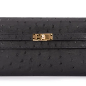 Hermès Kelly To Go Ostrich Black Gold HW Replica Bag