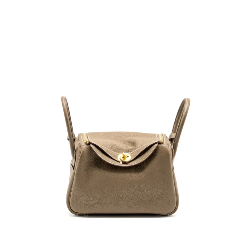 Shop Hermès Lindy 26 Etoupe Clemence Gold HW - Replica