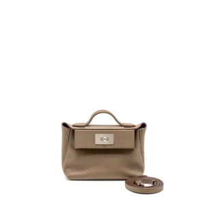 Hermès Mini 24/24 24/24-21 Etoupe Evercolor/Swift Silver HW - Artisan-Grade Dupes