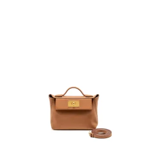 Hermès Mini 24/24 2424-21 Gold Evercolor Gold HW - Premium Replica