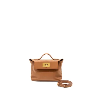 Hermès Mini 24/24 2424-21 Gold Evercolor Replica | Shop Now