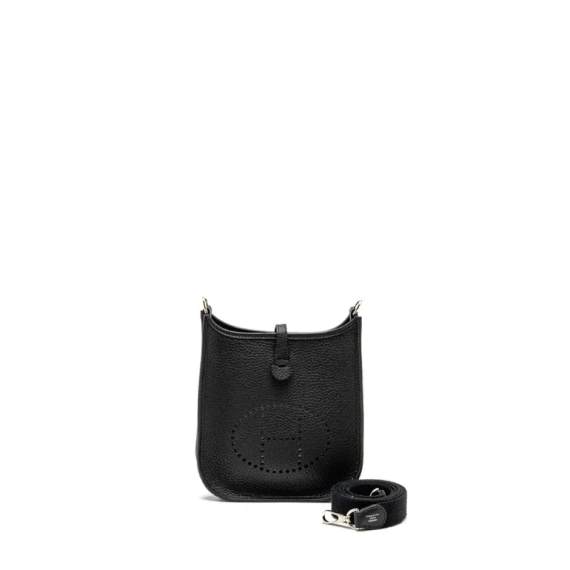Hermès Mini Evelyne Black Clemence Silver HW Replica