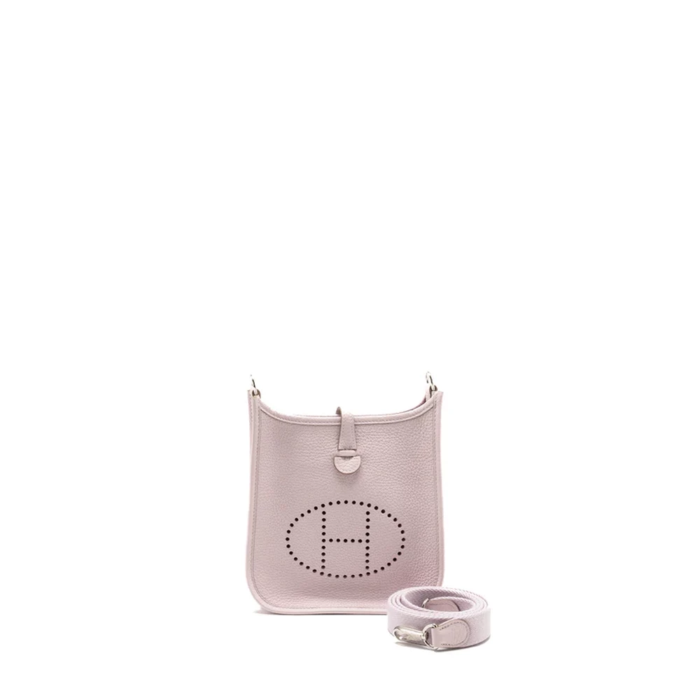 Hermès Mini Evelyne Mauve Pale Clemence Silver HW Replica