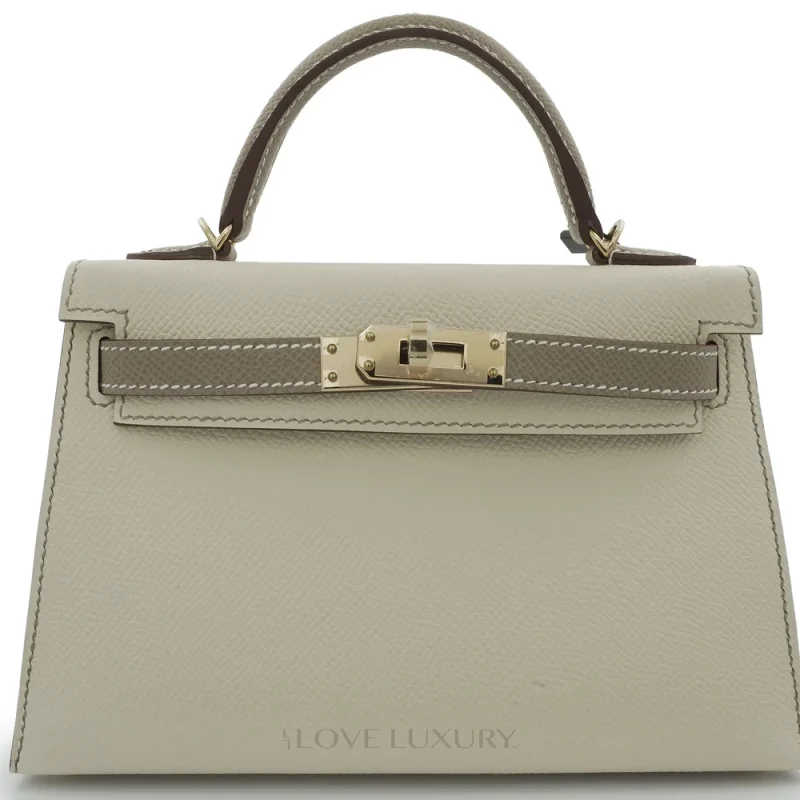 Hermès Mini Kelly HSS Epsom Craie Gris Asphalt Permabrass HW - Artisan-Grade Dupes