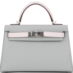 Hermès Mini Kelly HSS Epsom Gris Mouette/Mauve Pale Permabrass HW - Premium Replica