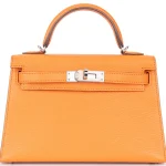 Hermès Mini Kelly Sellier Chevre Mysore Orange Palladium HW - Best Replica
