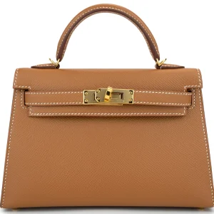 Hermès Mini Kelly Sellier Epsom Gold Gold HW - Premium Replica