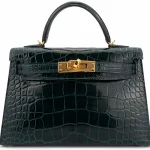 Hermès Mini Kelly Shiny Alligator Vert Cypres Gold HW - 1:1 Replica