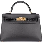 Hermès Mini Kelly Touch Crocodile Black Gold HW - Premium Replica