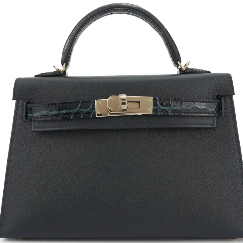 Hermès Mini Kelly Touch Vert Rosseau Permabrass HW Replica