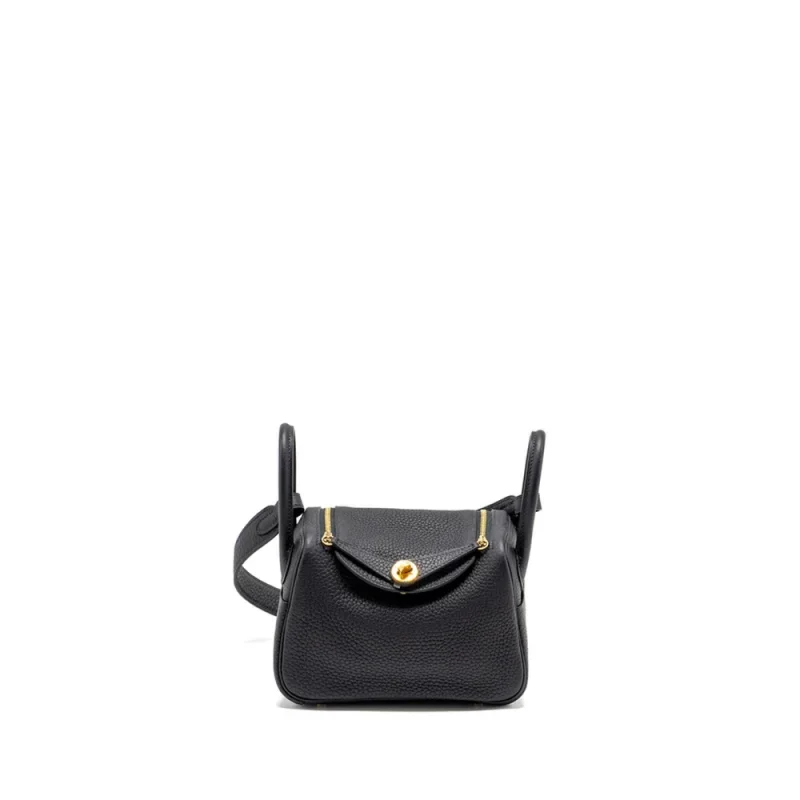 Hermes Mini Lindy Caban Clemence Gold HW Premium Replica Front