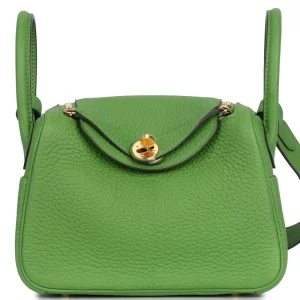 Hermès Mini Lindy Clemence Vert Yucca Gold HW – Replica Bags