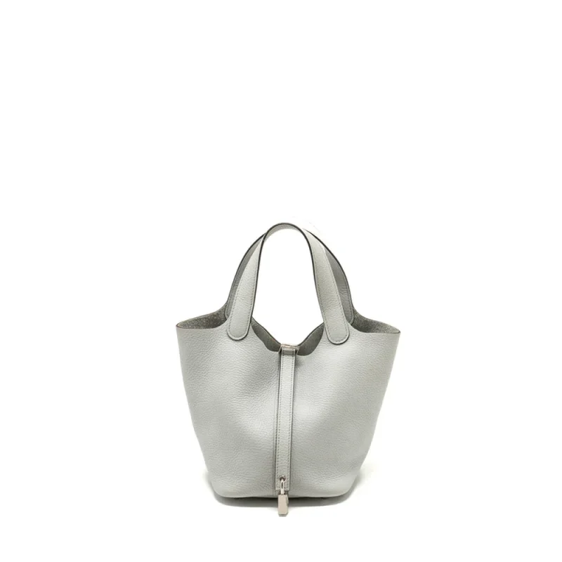 Hermès Picotin 18 Lock Blue Pale Clemence Silver HW Replica