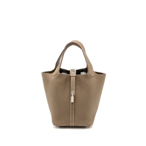 Hermès Picotin 18 Lock Etoupe Clemence Replica | Silver HW