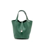 Hermès Picotin 22 Lock Vert Moyen Clemence Silver HW