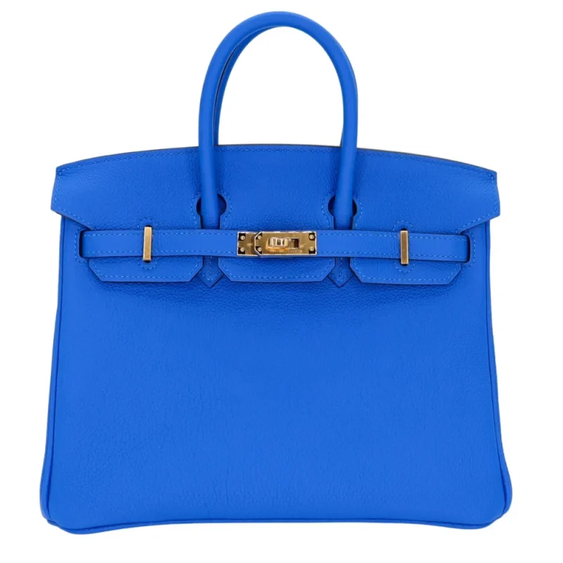 High-End Hermès Inspired Birkin 25 Bleu Hydra Togo Gold HW