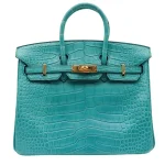 High-End Hermès Inspired - Birkin 25 Bleu Paon Matte Alligator