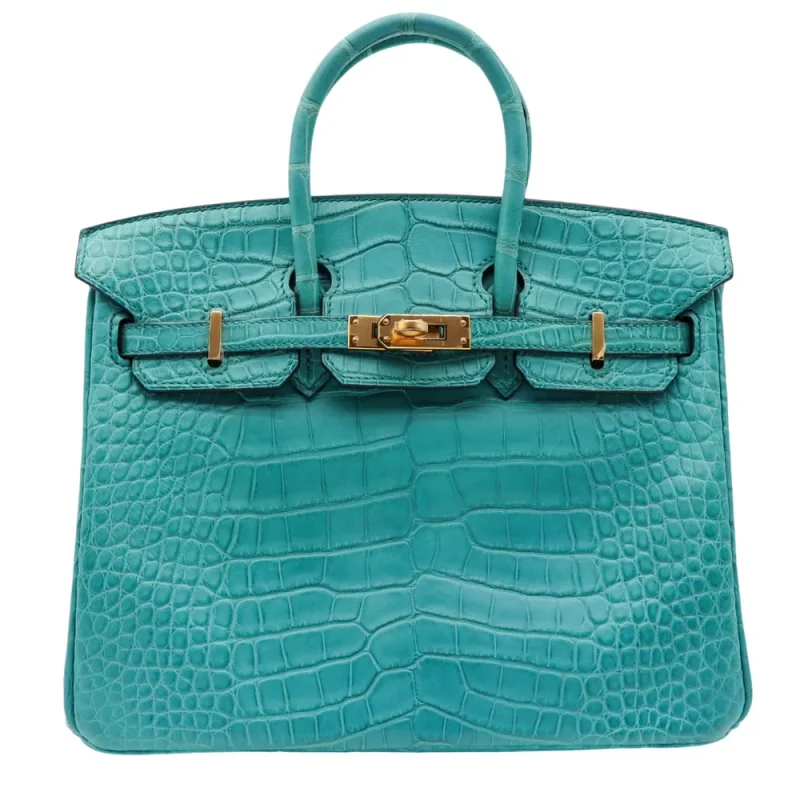 High-End Hermès Inspired - Birkin 25 Bleu Paon Matte Alligator