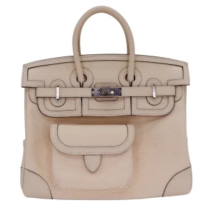 High-End Hermès Inspired - Birkin 25 Cargo Nata Canvas/Swift Palladium HW
