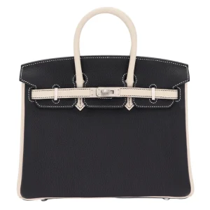 High-End Hermès Inspired - Birkin 25 HSS Black/Craie Togo