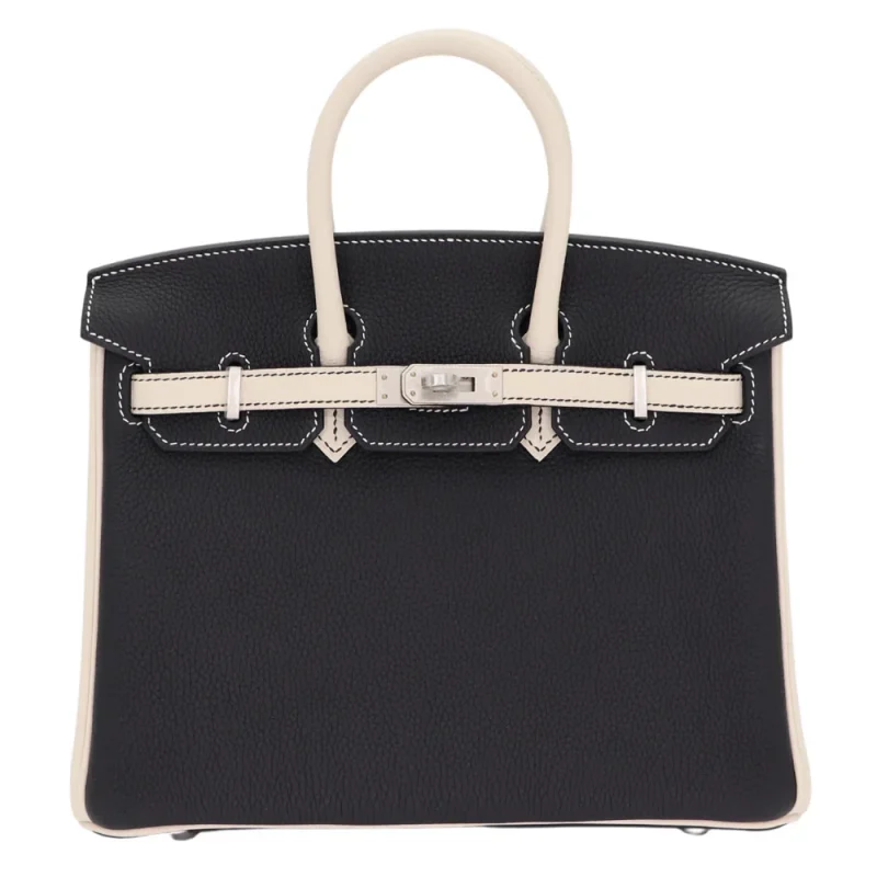 High-End Hermès Inspired - Birkin 25 HSS Black/Craie Togo