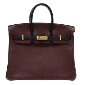 High-End Hermès Inspired Birkin 25 HSS Bordeaux/Black Chèvre
