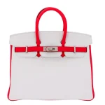 High-End Hermès Inspired - Birkin 25 HSS White/Rose Extreme Clemence