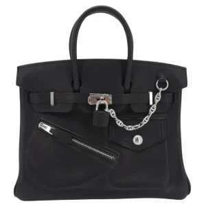 High-End Hermès Inspired - Birkin 25 Rock Black Volupto Palladium HW