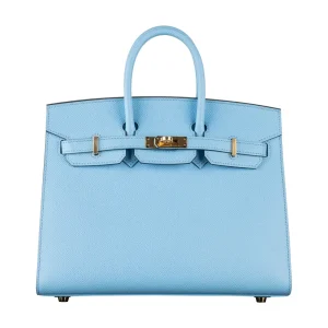 High-End Hermès Inspired - Birkin 25 Sellier Celeste Epsom Gold HW