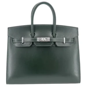 High-End Hermès Inspired - Birkin 25 Sellier Vert Fonce Box Calf Palladium HW
