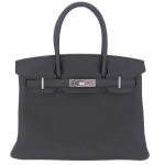 High-End Hermès Inspired - Birkin 30 Black Togo Palladium HW