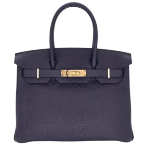 High-End Hermès Inspired - Birkin 30 Bleu Nuit Togo Gold HW