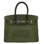 High-End Hermès Inspired - Birkin 30 Canopee Matte Porosus Crocodile Palladium HW