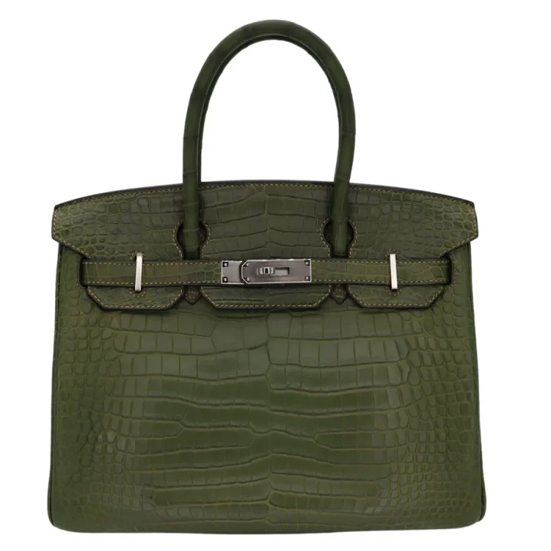 High-End Hermès Inspired - Birkin 30 Canopee Matte Porosus Crocodile Palladium HW