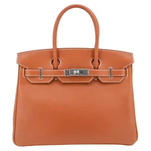 High-End Hermès Inspired - Birkin 30 Fauve Barenia Palladium HW
