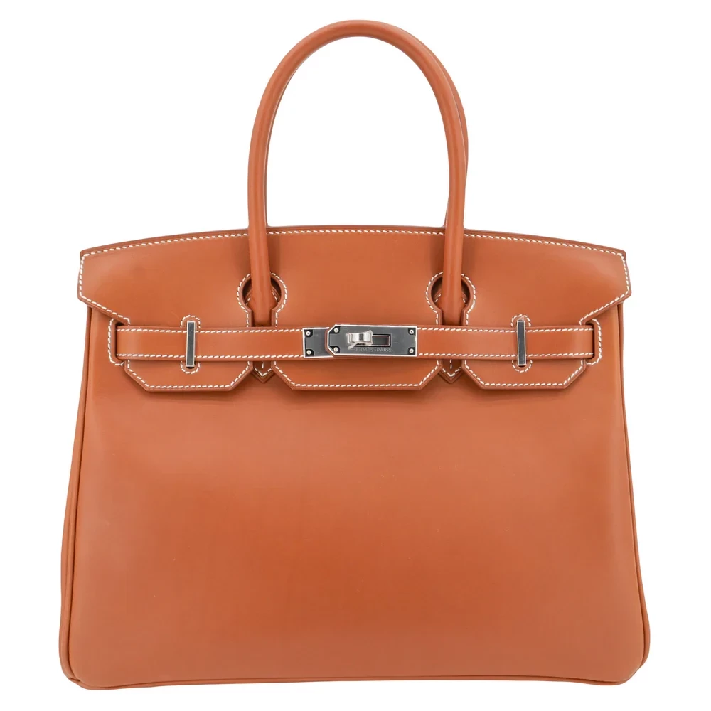 High-End Hermès Inspired - Birkin 30 Fauve Barenia Palladium HW