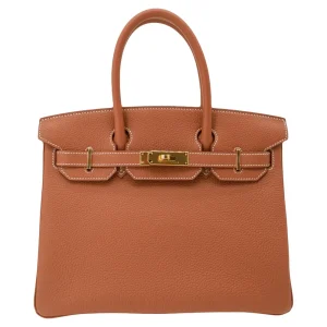 High-End Hermès Inspired - Birkin 30 Gold Togo Gold HW