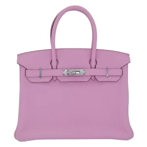 High-End Hermès Inspired - Birkin 30 Mauve Sylvestre Clemence Palladium HW