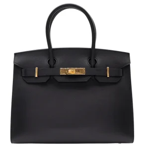 High-End Hermès Inspired - Birkin 30 Sellier Black Epsom Gold HW
