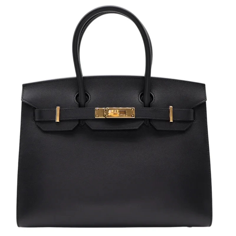 High-End Hermès Inspired - Birkin 30 Sellier Black Epsom Gold HW