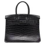 High-End Hermès Inspired - Birkin 30 So Black Matte Niloticus Crocodile PVD HW