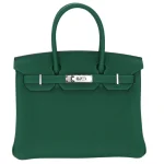 High-End Hermès Inspired - Birkin 30 Vert Moyen Togo Palladium HW