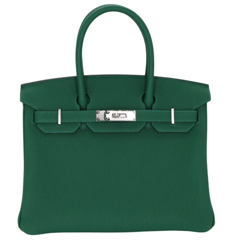 High-End Hermès Inspired - Birkin 30 Vert Moyen Togo Palladium HW