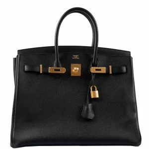 High-End Hermès Inspired - Birkin 35 Black Epsom Gold HW