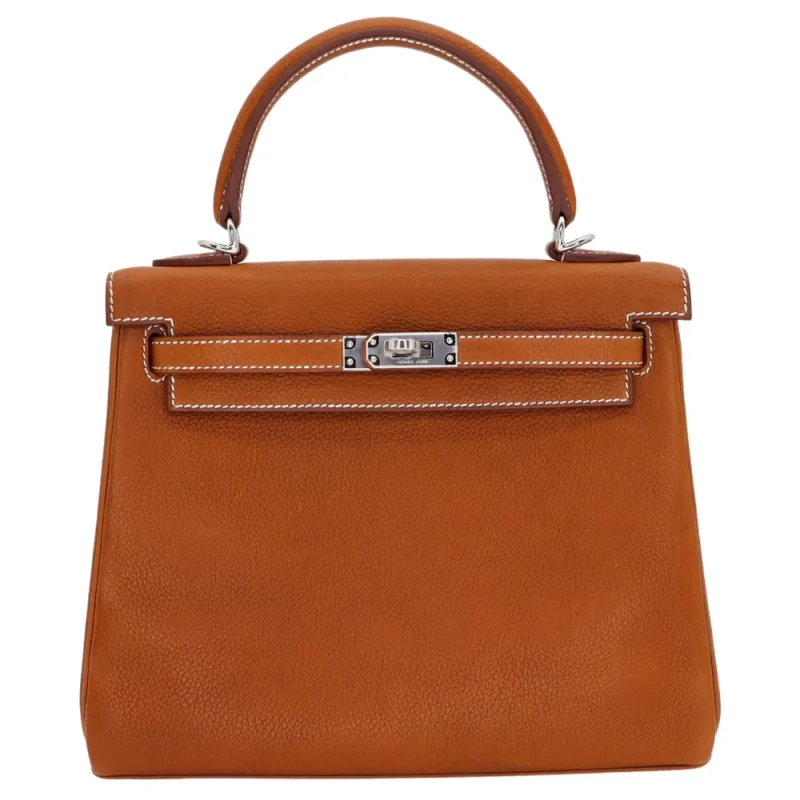 High-End Hermès Inspired - Kelly 25 Retourne Fauve Barenia Faubourg Palladium HW