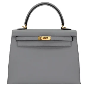 High-End Hermès Inspired - Kelly 25 Sellier Bleu Glacier Epsom Gold HW
