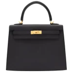High-End Hermès Inspired - Kelly 25 Sellier HSS Black/Gold Epsom Brushed Gold HW
