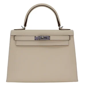 High-End Hermès Inspired - Kelly 28 Sellier Nata Epsom Palladium HW
