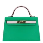 High-End Hermès Inspired - Kelly II Sellier Mini HSS Menthe/Mauve Pale Chevre Permabrass HW